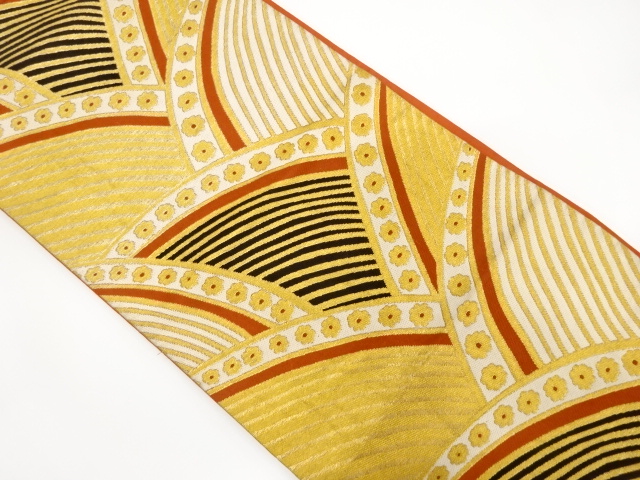 JAPANESE KIMONO / ANTIQUE FUKURO OBI / SILK / WOVEN ABSTRACT WAVE